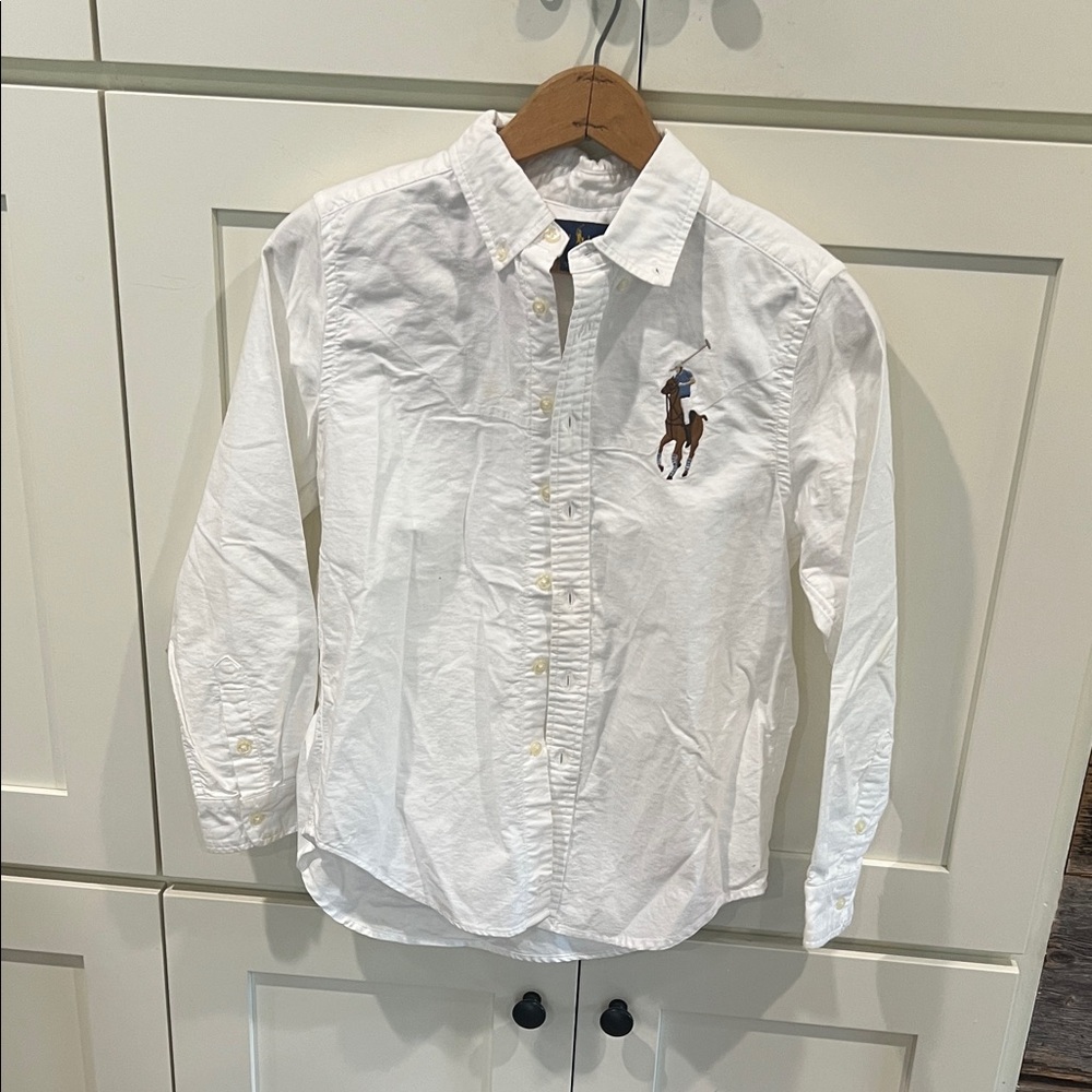 Ralph Lauren Kids White Button-Down Shirt with Logo